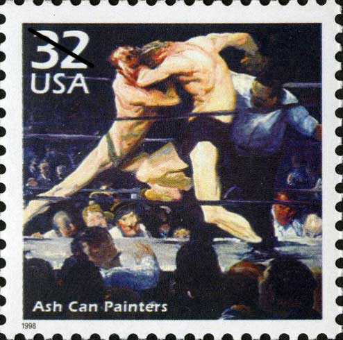Wrestlers on a stamp