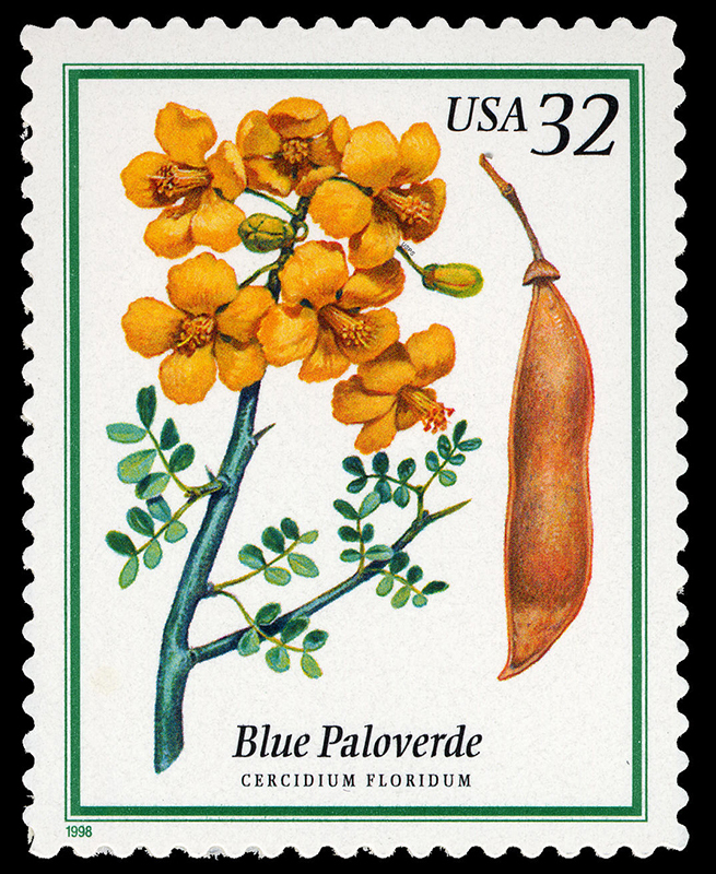 Paloverde azul. Sello de la serie Árboles en flor (1998).