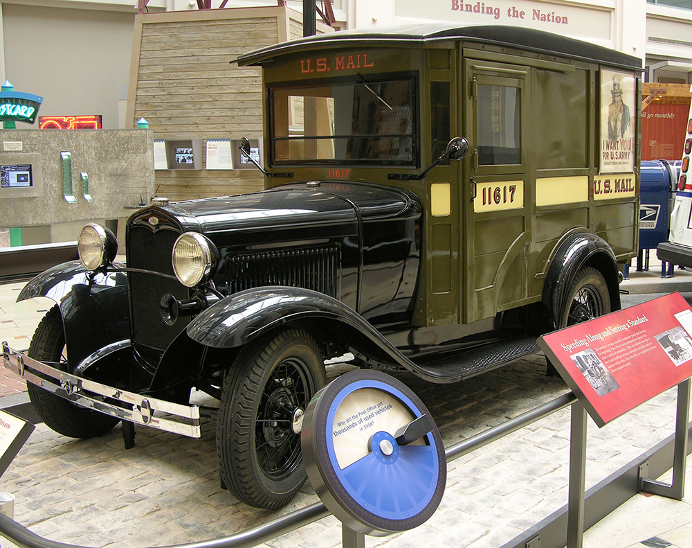 1931 Ford Model A Parcel Post truck on display in the Museum's atrium