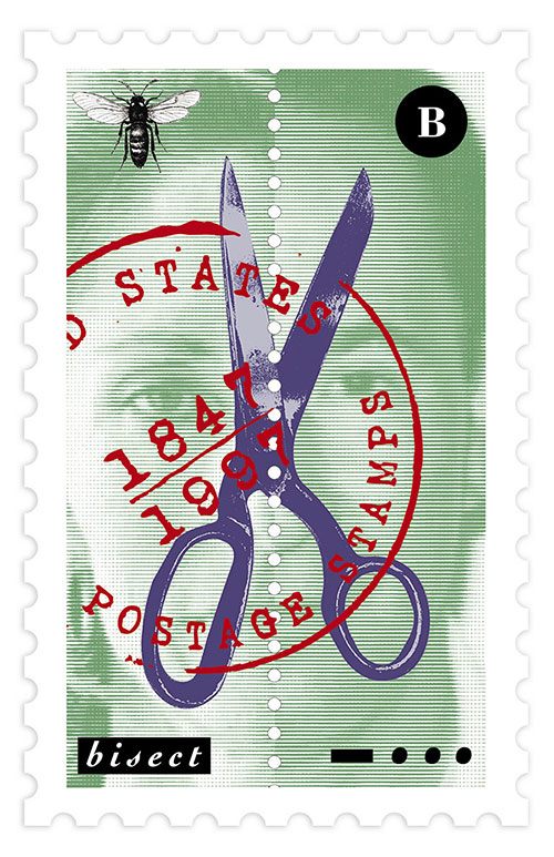 Bisect stamp with a scissors