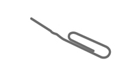 A paper clip, with the outer bend having been straightened out.