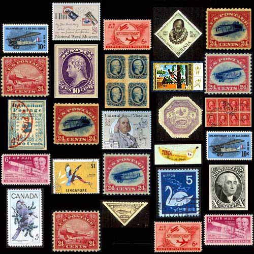 Twenty-seven airmail stamps