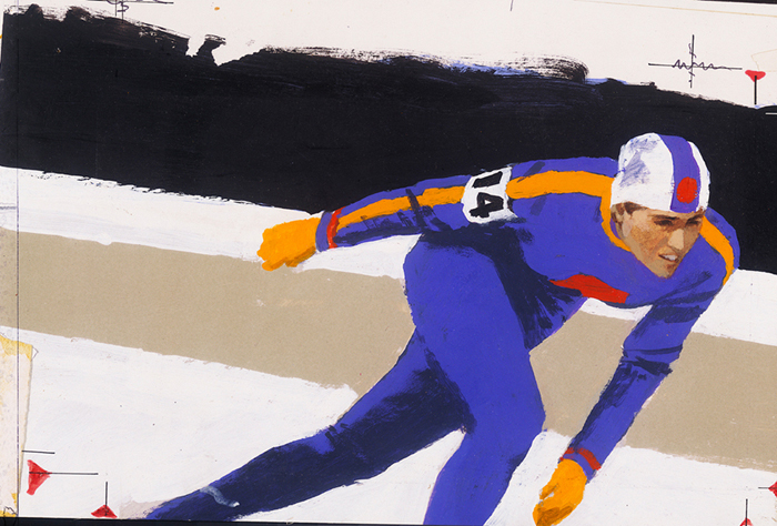 painting of a speed skater