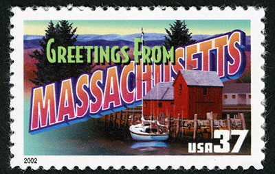Greetings from Massachusetts stamp