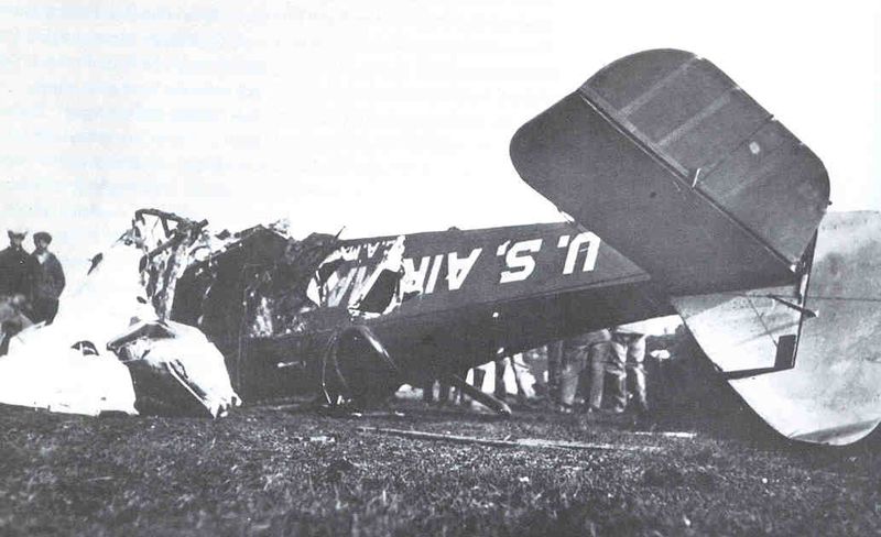 A crashed US airmail plane