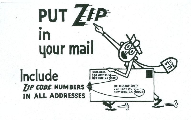 Mr. Zip ad with illustration of Mr. Zip