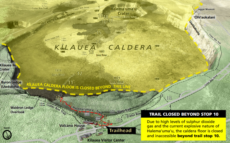 Devil’s Kitchen map showing where the trail is closed