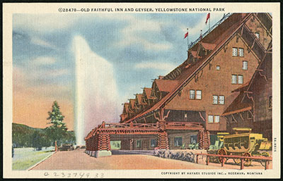 Back of Old Faithful Inn postcard