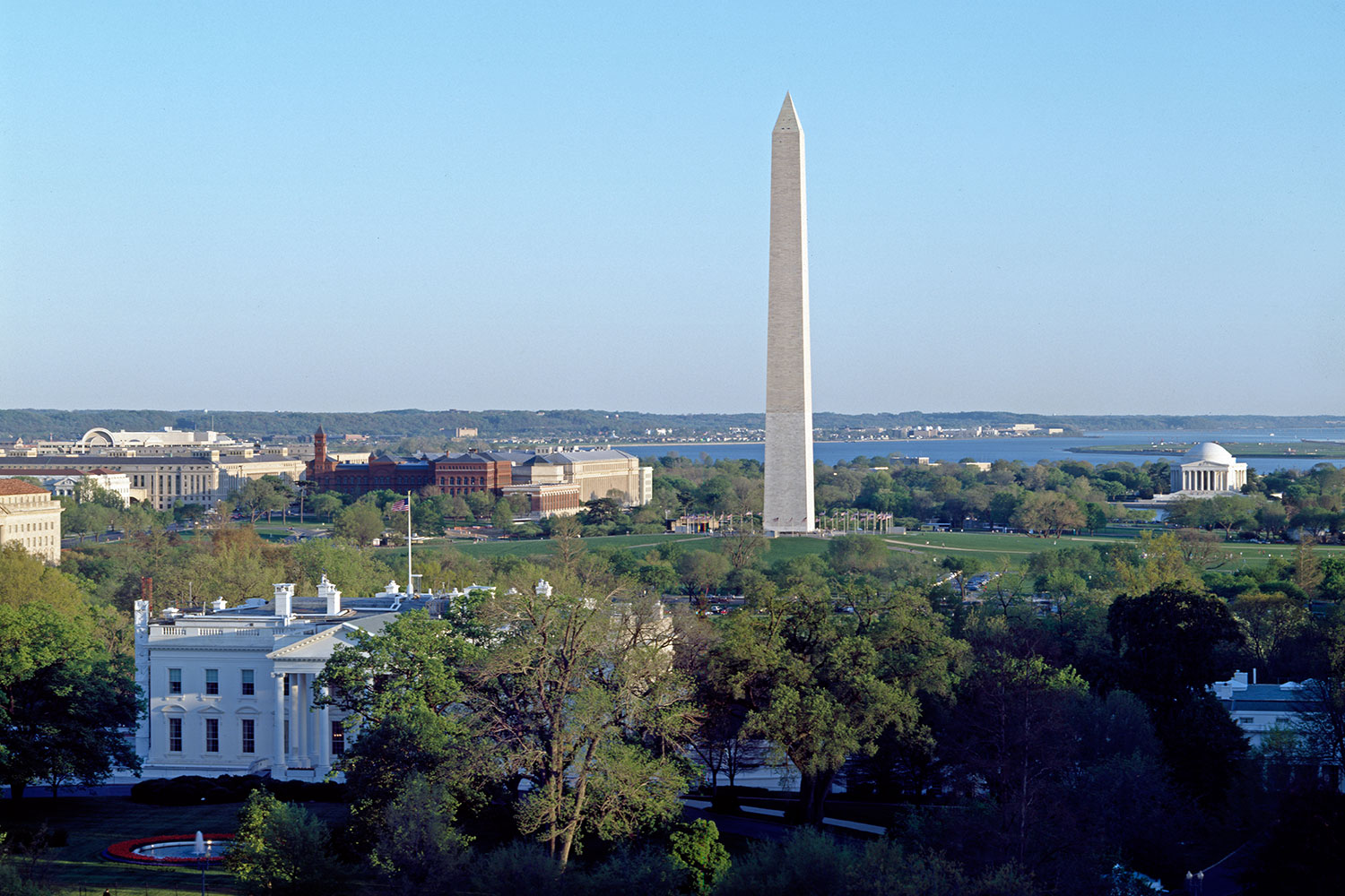 Five separate National Park Service units: the White House and President's Park; Washington Monument; National Mall; Jefferson Memorial; and East Potomac Park.