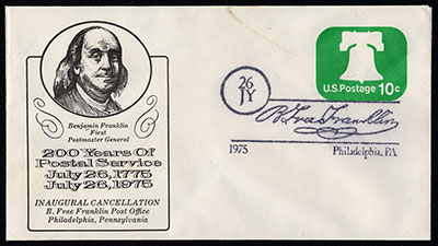 B Free Franklin cancel, 1975