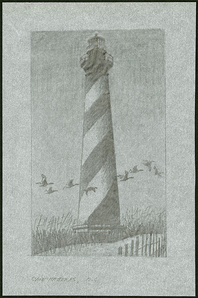 37¢ Cape Lookout Light stamp art