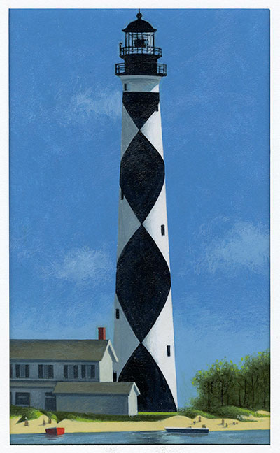 25¢ Cape Hatteras Light stamp art