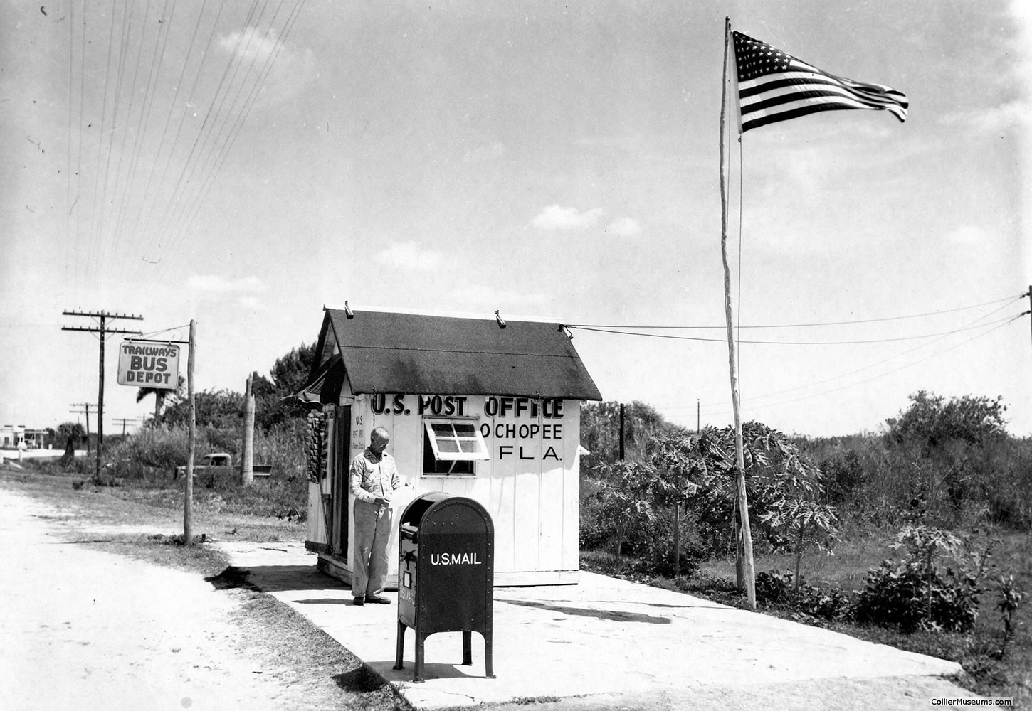The Ochopee, Florida post office shortly after its 1953 conversion from a tomato farm shed.