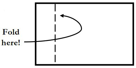 A piece of paper laying horizontally, with a dotted line placed vertically 1/4 of the way across from the left.