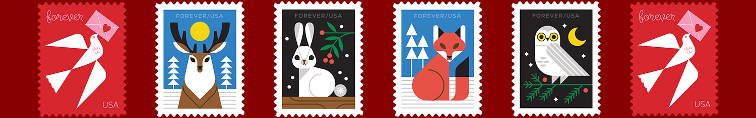 Postage stamps designed by Katie Kirk