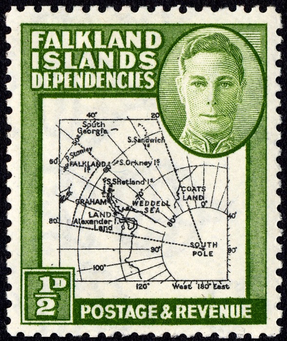 0.5p Map of Falkland Islands watermarked stamp
