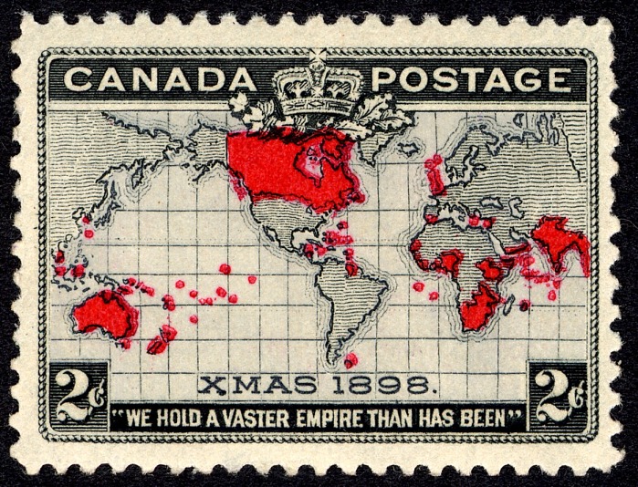 2-cent Map of British Empire on Mercator Map stamp