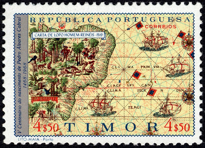 4.50e Homem-Reineis' 1519 Map of Brazil stamp