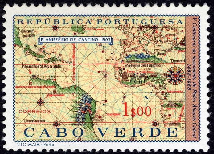 1e Cantino's 1502 World Map stamp