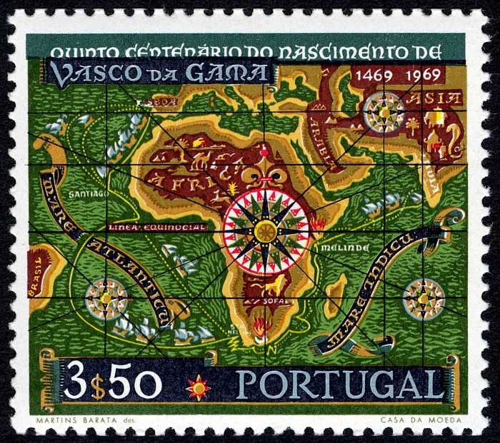 3.50e Vasco da Gama's Route to India stamp