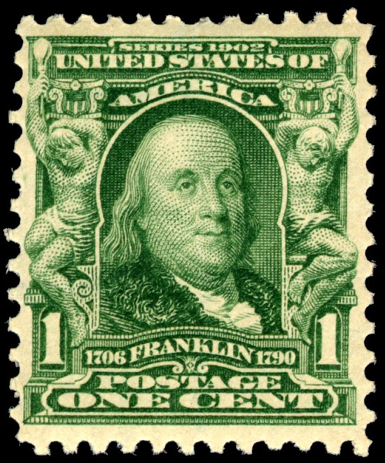 1-cent Franklin stamp