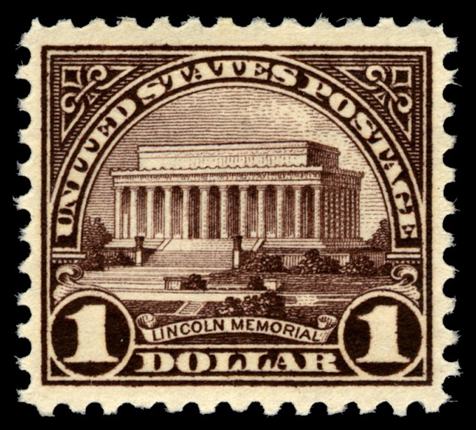 Estampilla del monumento a Lincoln de $1