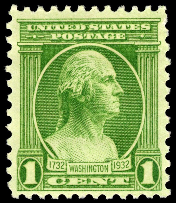 Timbre avec le buste de Washington par Houdon de 1 cent