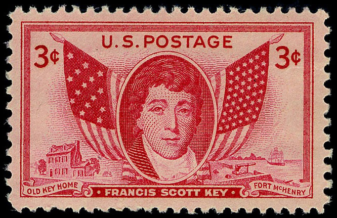 La estampilla de Francis Scott Key de 3 centavos