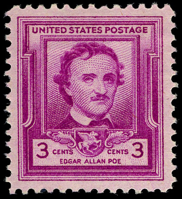 Sello de Edgar Allan Poe de 3 centavos