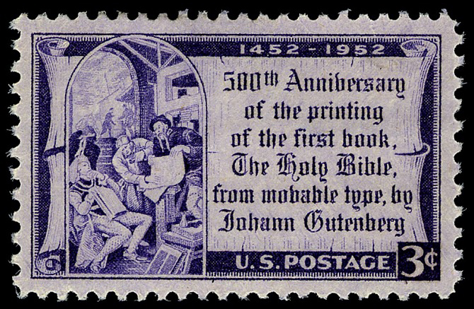 3-cent Gutenberg Bible stamp
