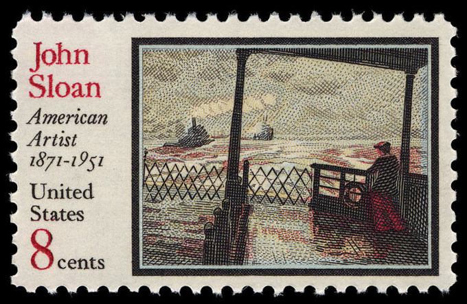 Timbre John Sloan de 8 cents