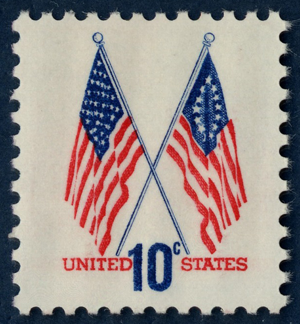 10-cent 50-Star and 13-Star Flags stamp