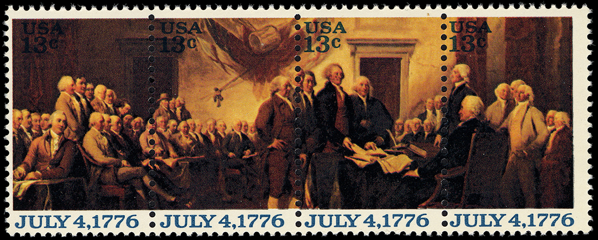 13-cent Declaration of Independence strip of four