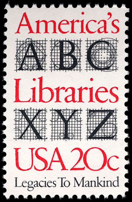 Sello de la biblioteca de América de 20 centavos