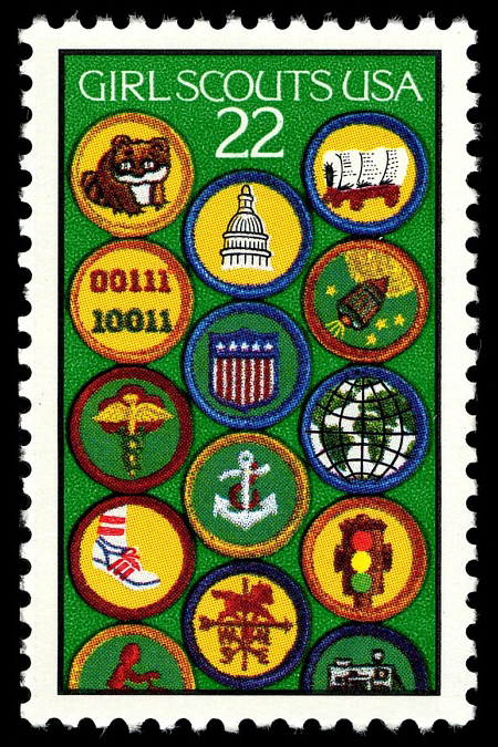 Sello de insignias de logros de Girl Scouts de 22 centavos