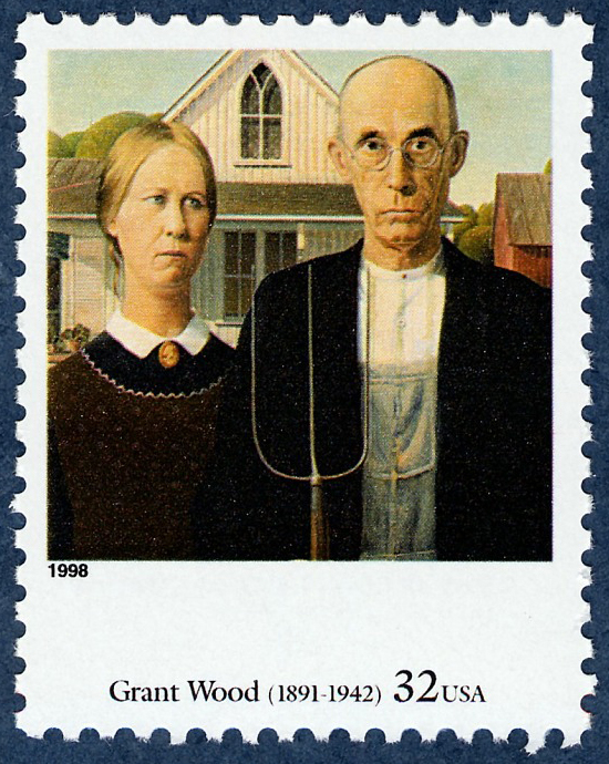 32-cent stamp stamp featuring american gothic