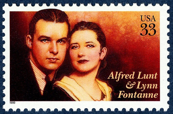 33-cent Alfred Lunt and Lynn Fontanne stamp