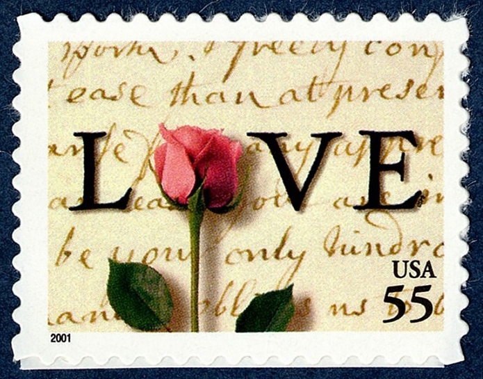 55-cent LOVE Letter and Rose stamp