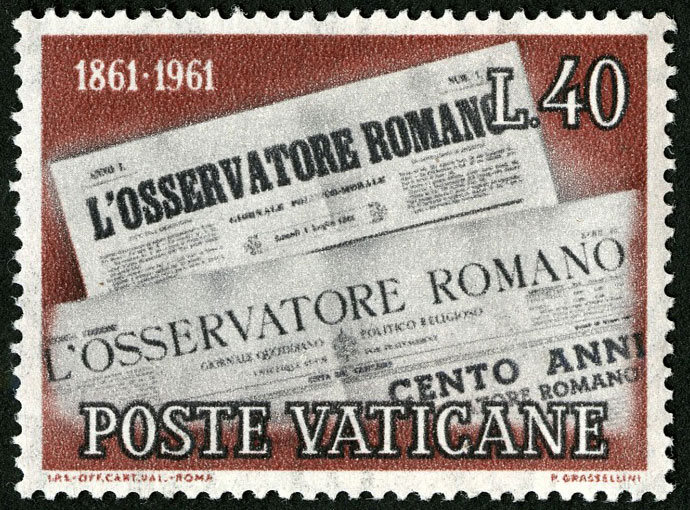 sello de manchetas 1861-1961 de 40 Lires