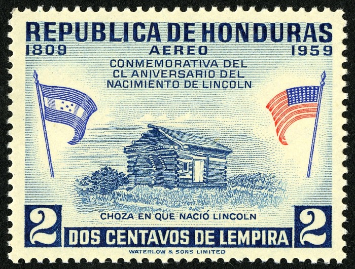Estampilla del lugar de nacimiento de Lincoln de 2 centavos, Honduras