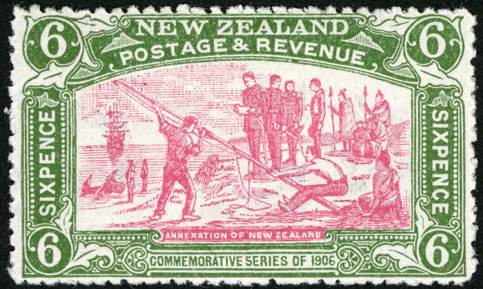 timbre Annexion du néo-zélandais de 6 pennys