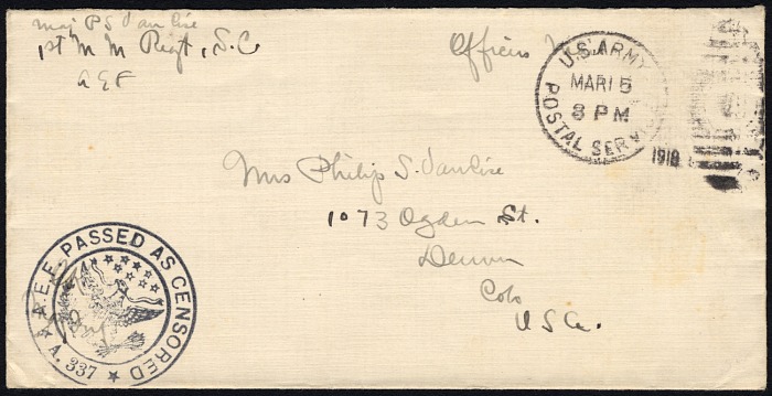 WWI Officer's Mail Free Frank cover