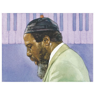 Watercolor painting on Paper of Thelonious Monk