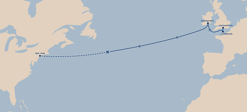 Titanic Route Map 1912