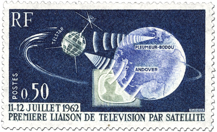 11-12 Juillet 1962 Premiere Liaison de Television par Satellite French stamp