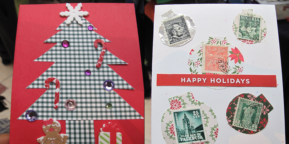 Two crafted holiday cards.