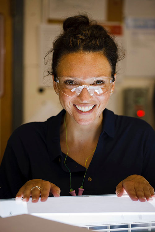 Domtar worker wearing safety goggles