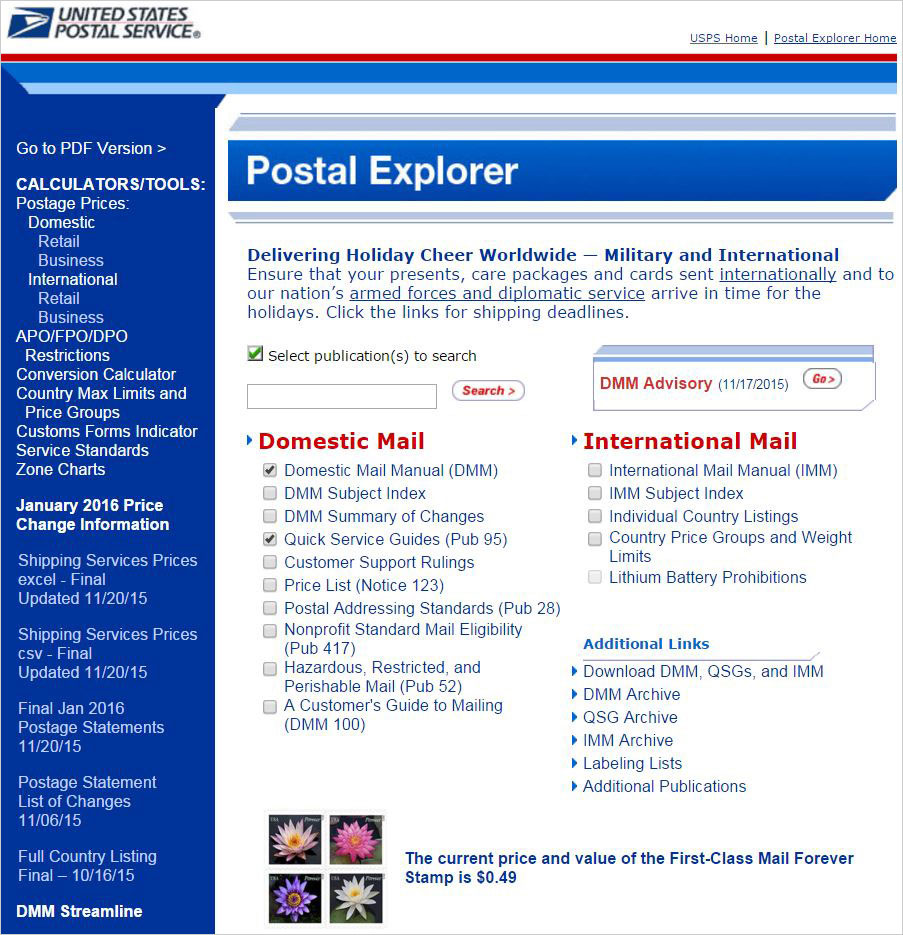 International Postage Zone Chart