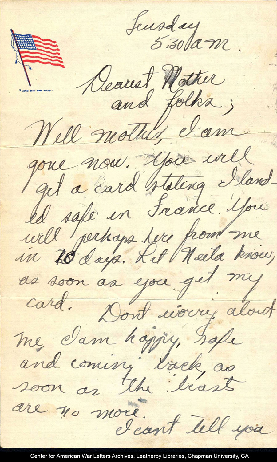 one page of a hand-written letter