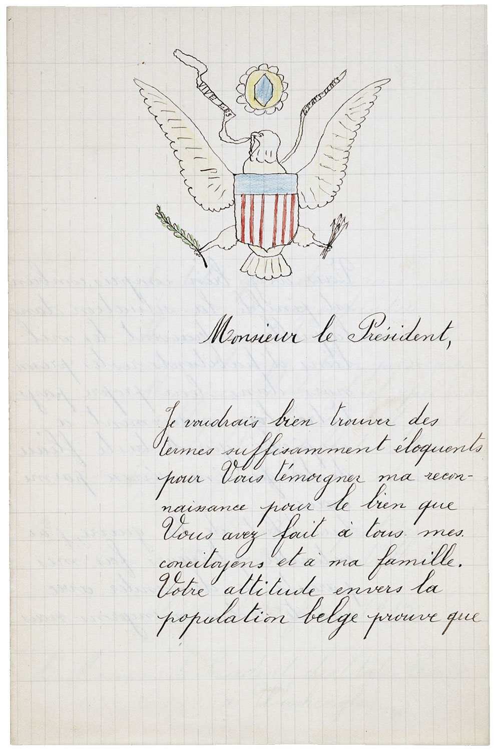 one page of a hand-written letter in French